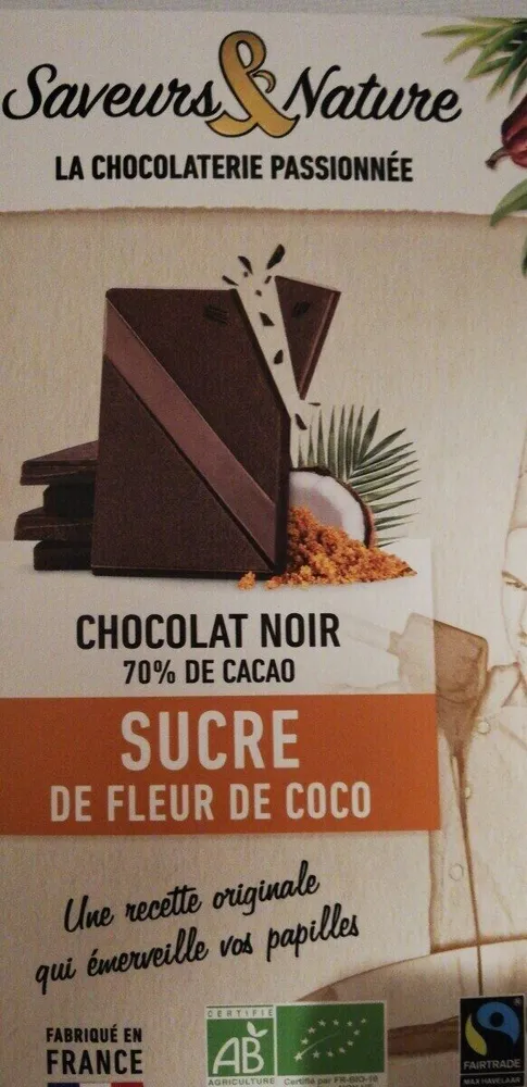 Chocolat noir 70% sucre de fleur de coco
