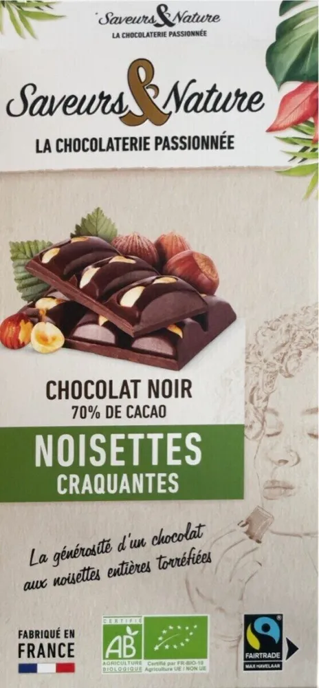 Chocolat Noir 70% Noisettes craquantes