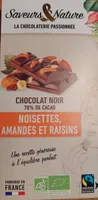 Chocolat noir noisettes amandes raisins