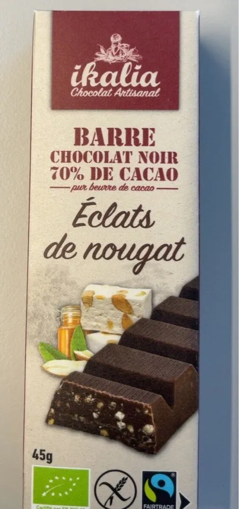 Barre chocolat noir 70% de Cacao