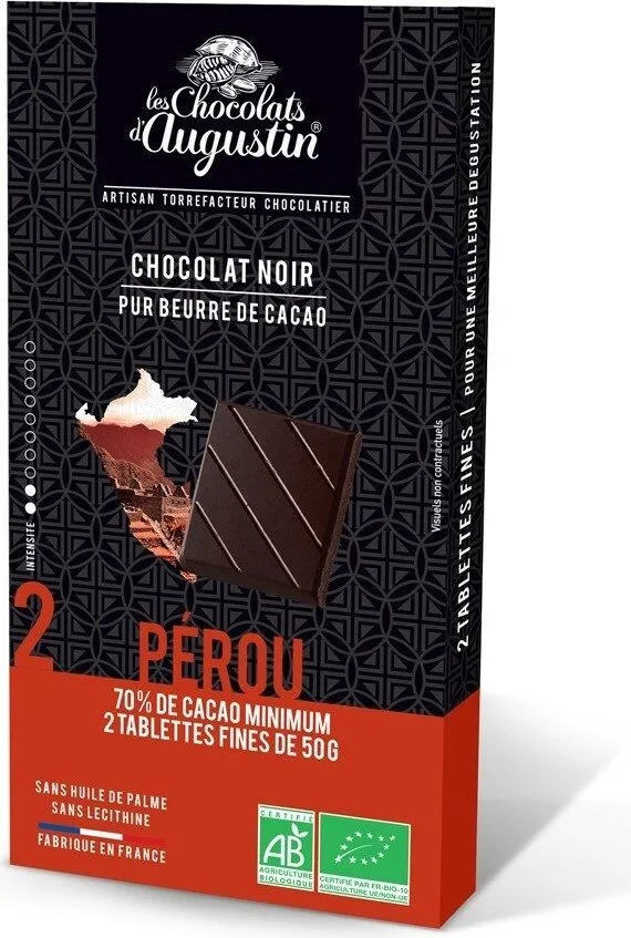 Tablette De Chocolat Noir 70% Cacao Origine Pérou