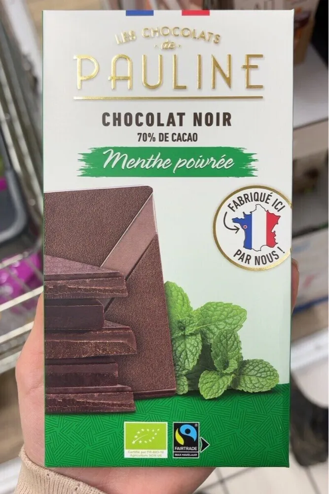 CHOCOLAT NOIR 70% DE CACAO Menthe poivrée