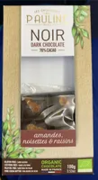 Chocolat noir 70% - amandes, noisettes et raisins