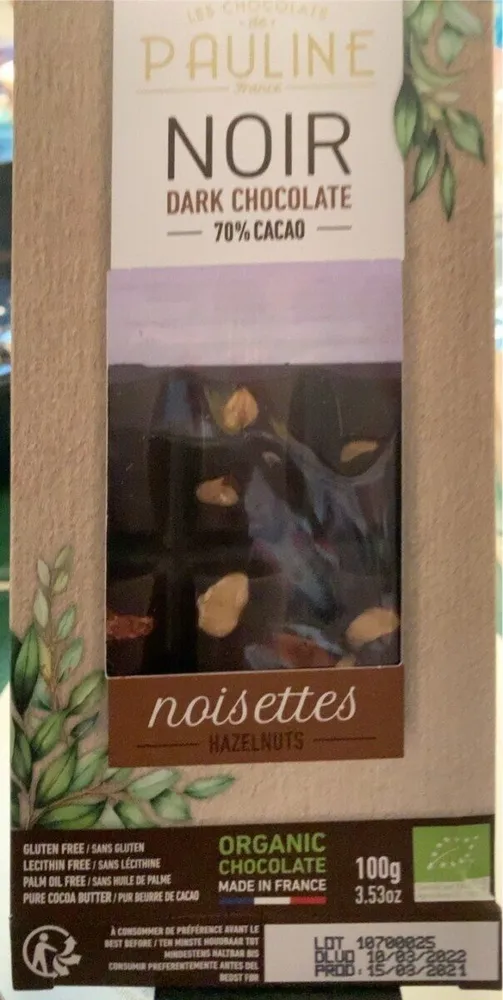 Chocolat Noir incrusté de  Noisettes