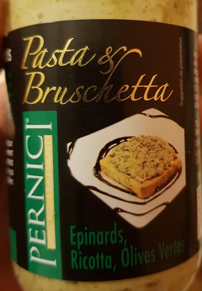 Pasta & Bruschetta épinards, Ricotta, Olives Vertes