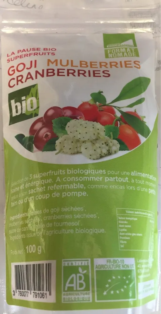Exopharm Mélange De 3 Fruits Bio (Goji-mulberries-cranberries) - 100 g