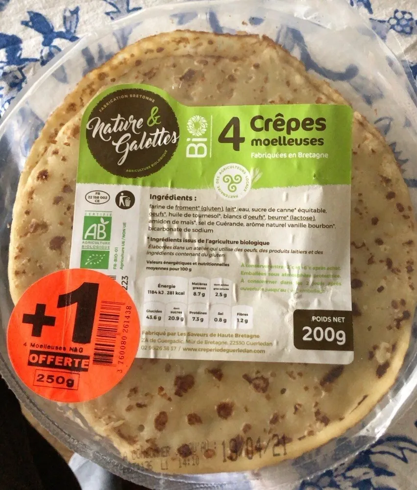 4 crepes moelleuses fabriquées en Bretagne