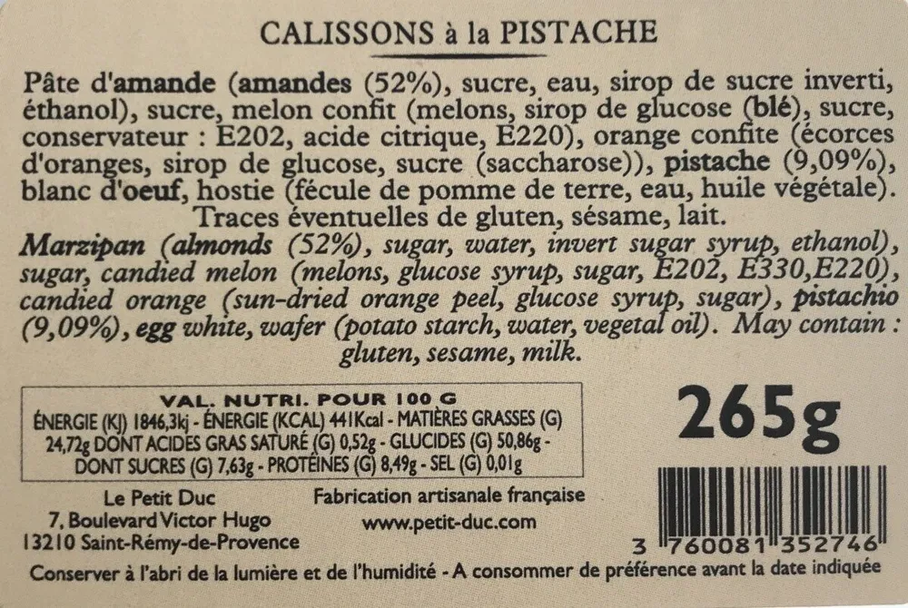 Calissons à la pistache