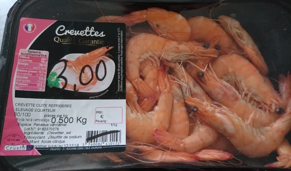 Crevettes Roses, Cuites, 500 Grammes