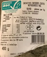 CREVETTES ENTIERES CUITES REFRIGEREES
