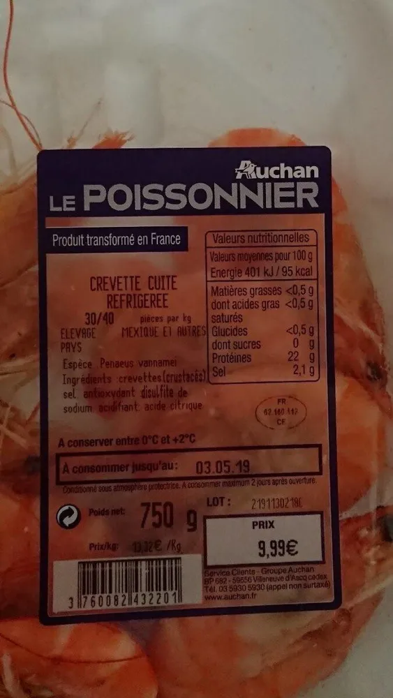 Crevette cuite réfrigérée