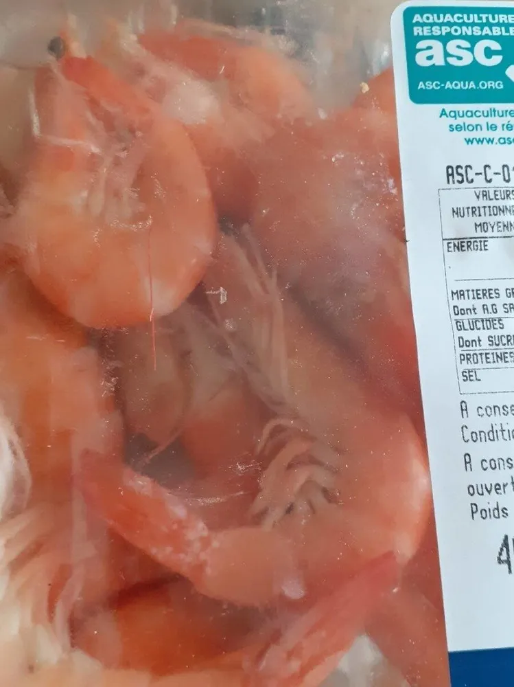 Crevettes entières cuites réfrigérées asc