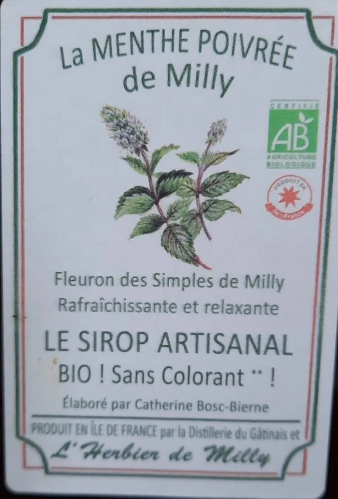Le sirop artisanal "La menthe poivrée de Milly"