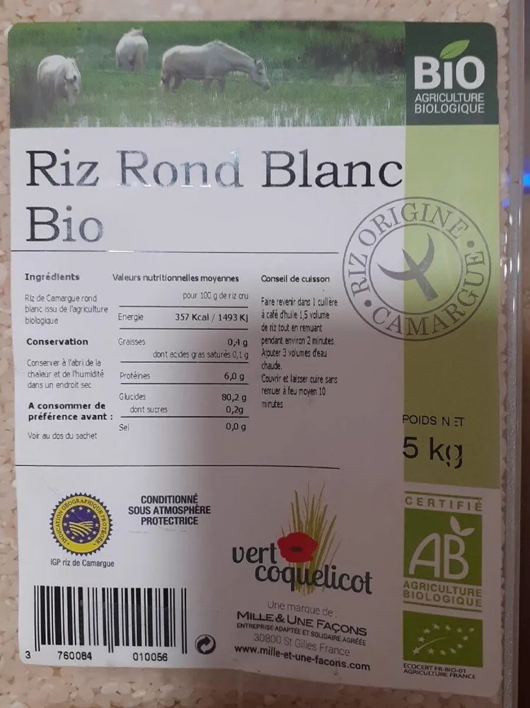 Riz rond blanc bio