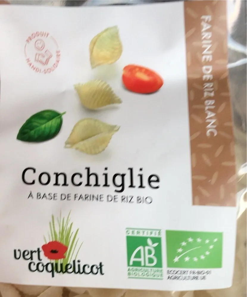 Conchiglie a base de farine de rizbio