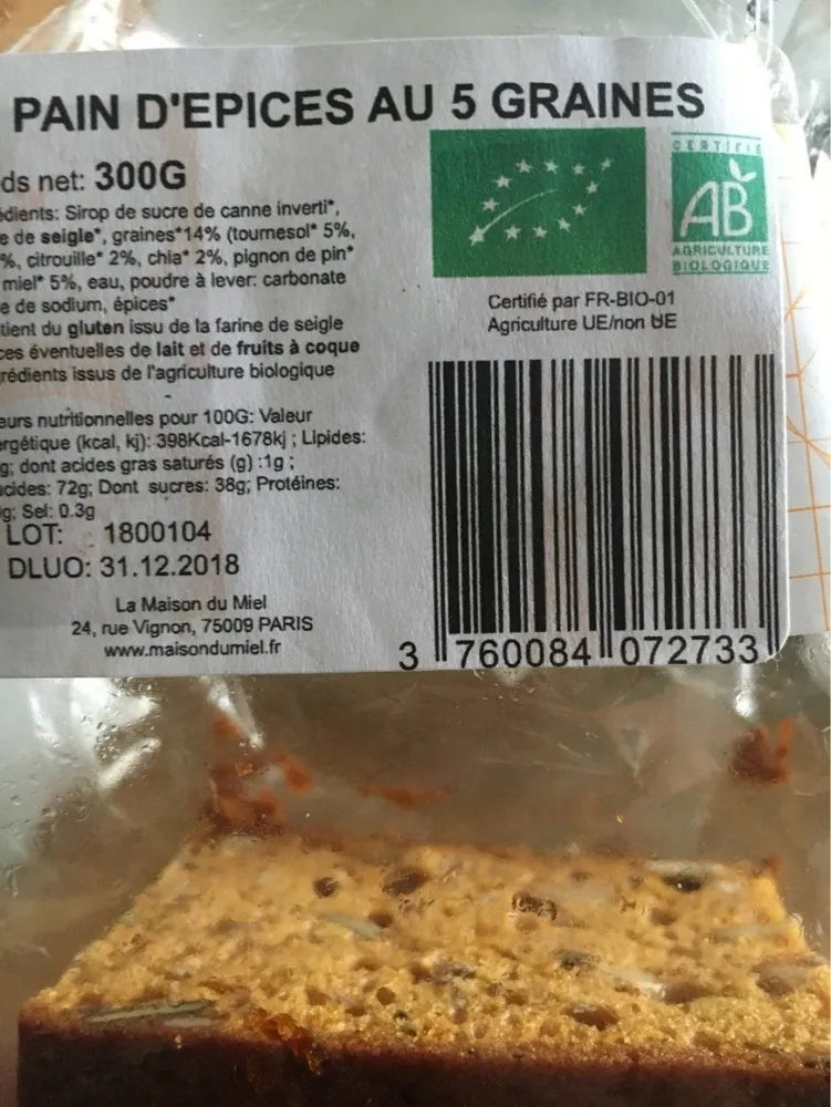 Pain d'Epices aux cinq graines