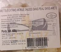 Miettes extras morue salées sans peau sans arête