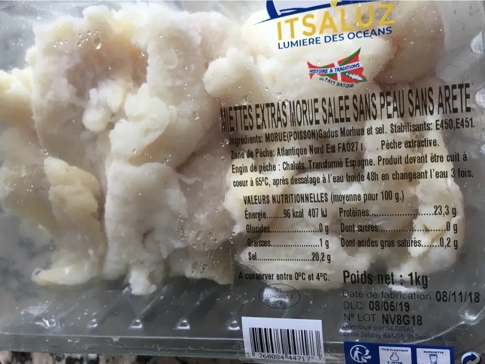 Miettes extras morue salée sans peau sans arête