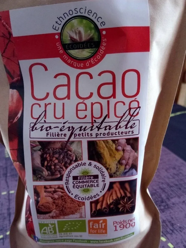 Poudre de cacao aux épices indiennes et sucre de coco BIO et EQUITABLE - sachet de