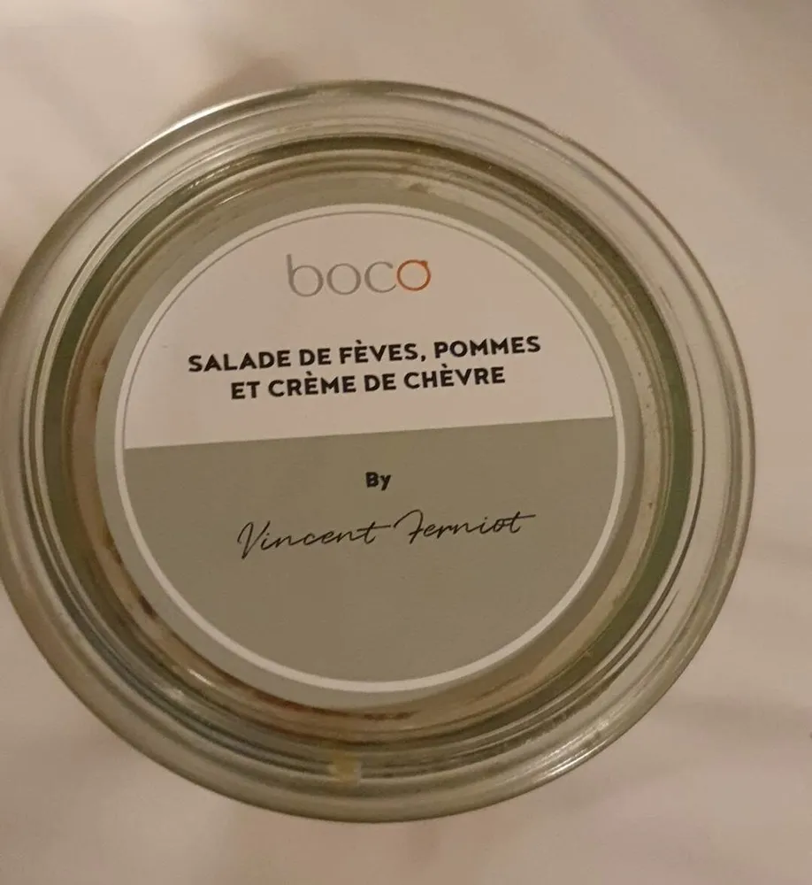 Salade de feves pommes et creme de chevre