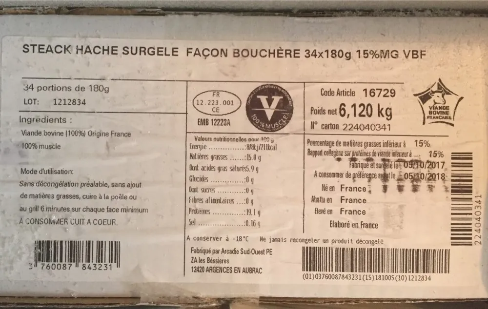 Steak Haché Surgelé Façon Bouchère