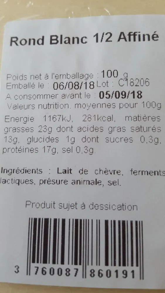 Fromage de chèvre au lait cru
