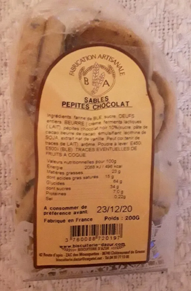 Sables pépites chocolat