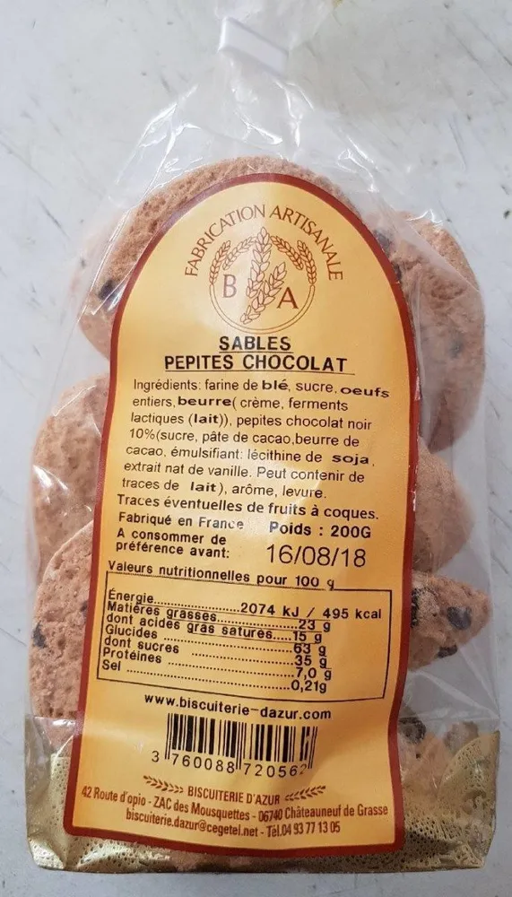 Sablés pépites chocolat
