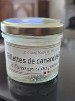 Rillettes de canard de Barbarie à l'orange et au poivre vert.