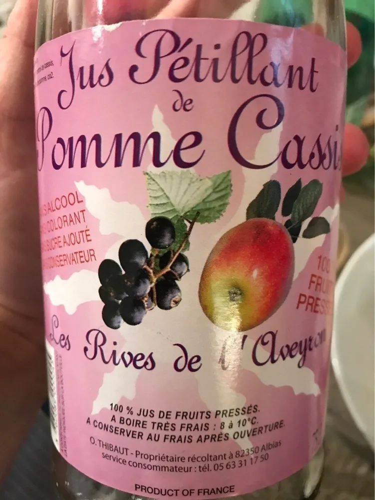 Jus pétillant pomme cassis