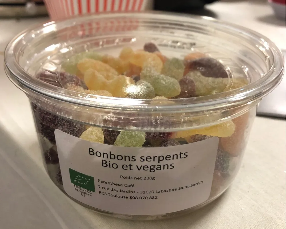 Bonbons serpents Bio et vegans
