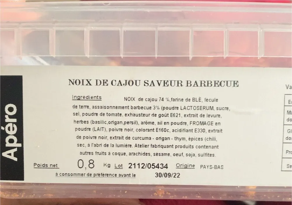 Noix de cajou saveur barbecue