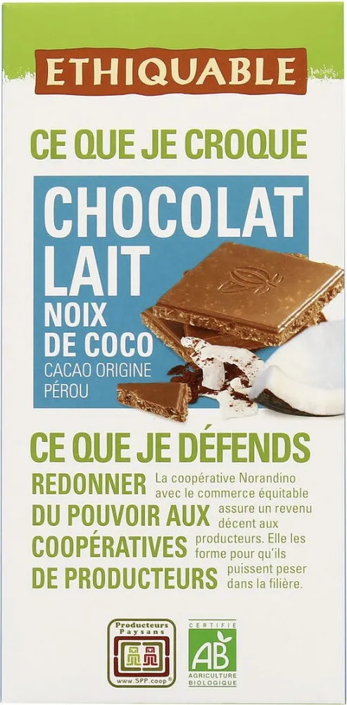 Chocolat lait noix de coco