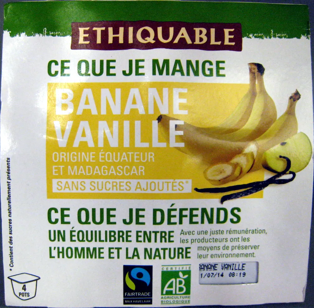 Banane Vanille bio Ethiquable
