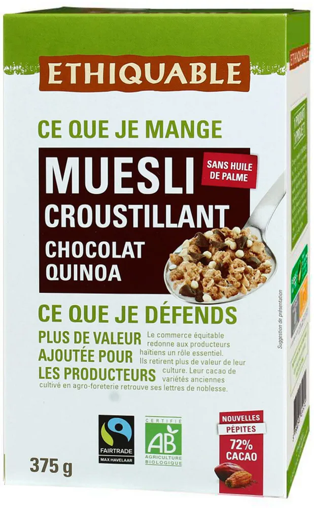 Muesli croustillant chocolat quinoa