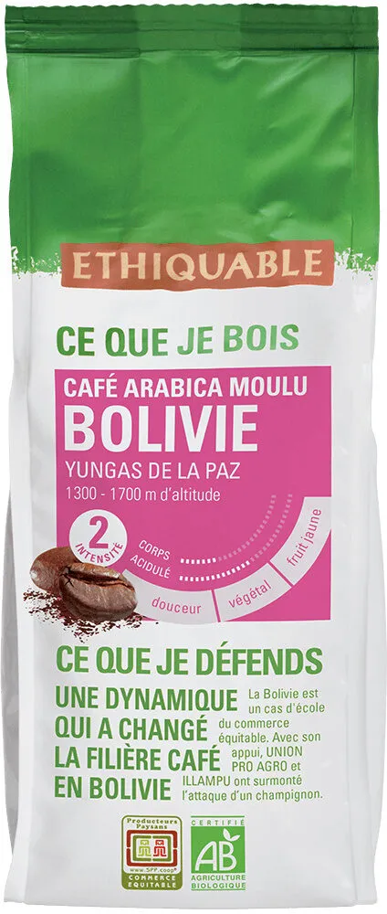 Café arabica moulu de Bolivie