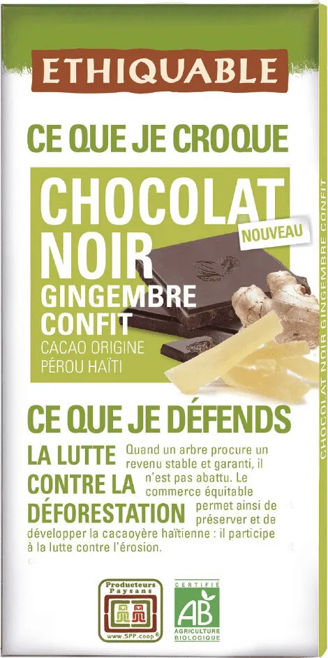 Chocolat noir Gingembre confit
