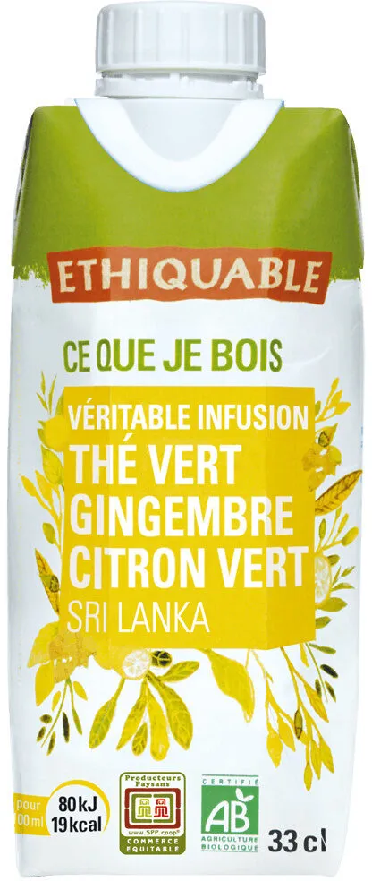 Thé glacé thé vert, gingembre citron et vert