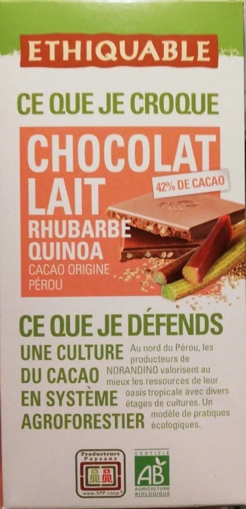 Chocolat Lait Rhubarbe Quinoa