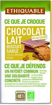 Tablette chocolat lait biscuit sablé