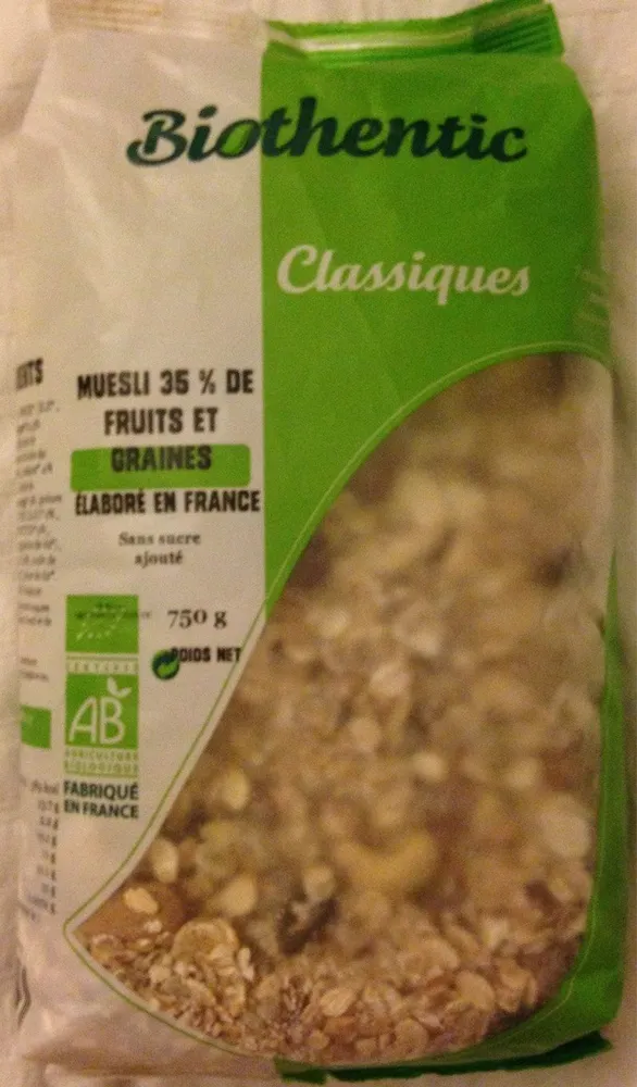 Muesli 35% de fruits et graines Classiques 750g