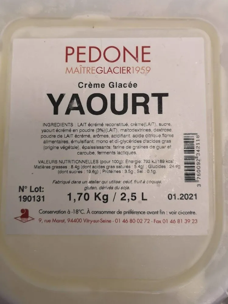 Crème glacé au yaourt