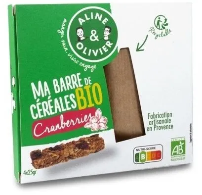 ma barre de céréales bio cranberry
