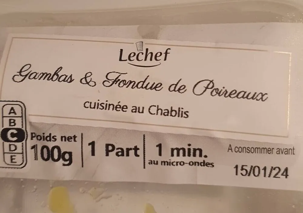 Gambas & fondue de poireaux