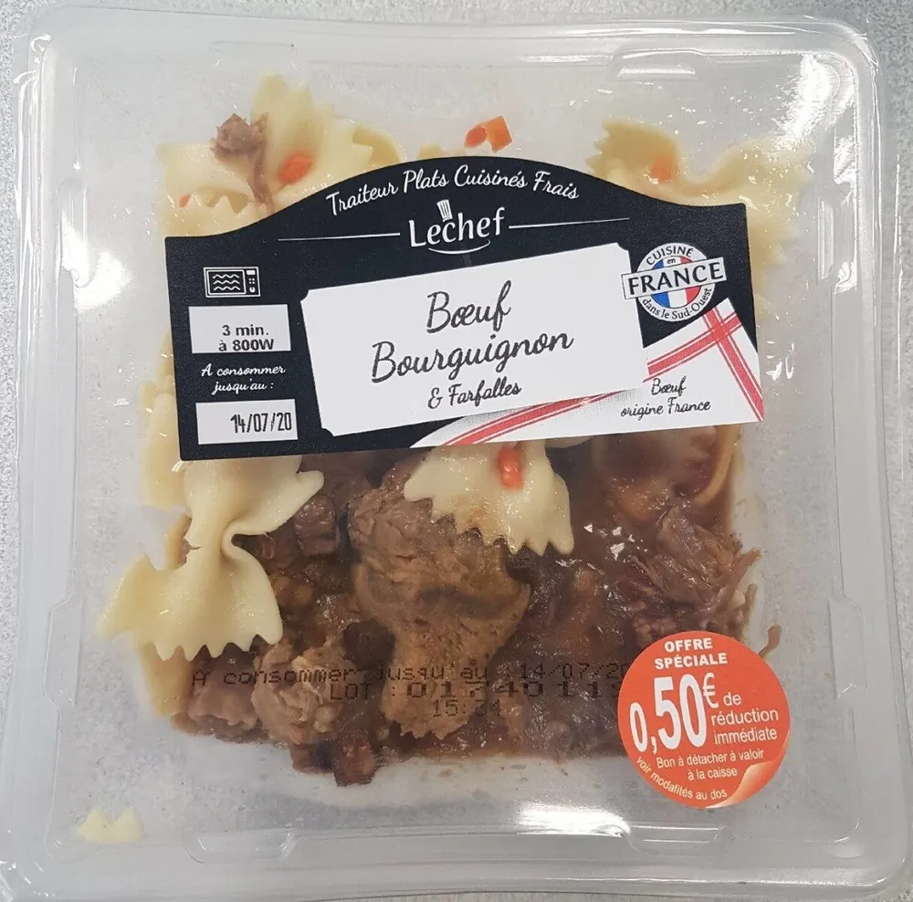 Bœuf bourguignon et farfalles