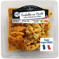 Farfalles au poulet sauce à la crème et aux cèpes
