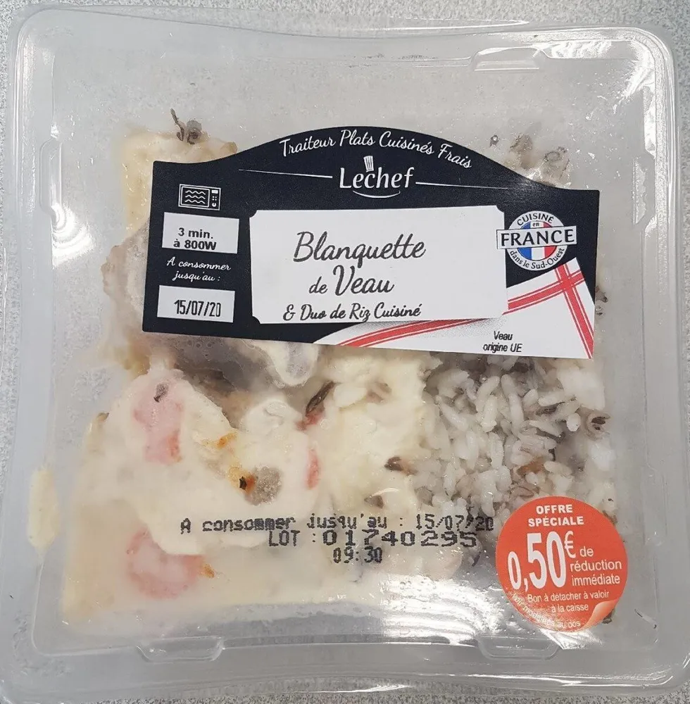 Blanquette de Veau & Duo de Riz Cuisiné