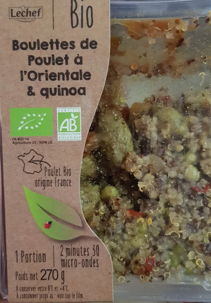 boulettes de poulet à l'orientale et quinoa