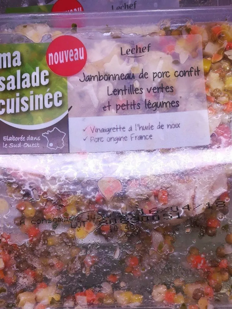 Jambonneau de porc confit Lentilles vertes et petits légumes