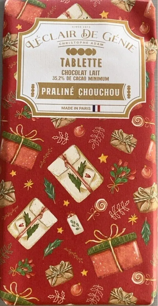 Tablette chocolat lait praline chouchou